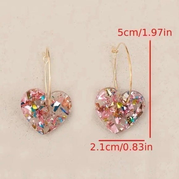 ✨Zara Murano Light Pink Heart Earrings - Picture 3 of 4